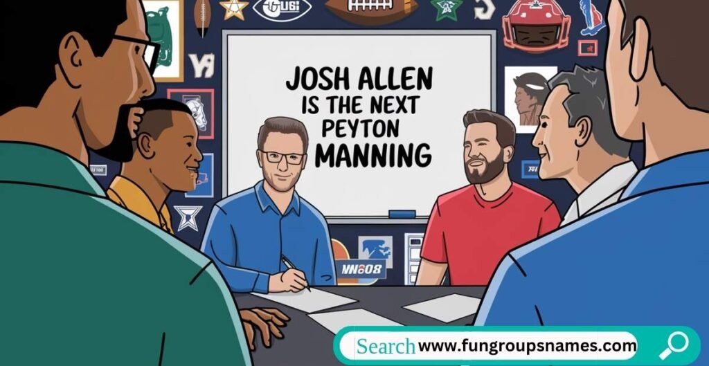 Josh Allen stats and achievements-inspired fantasy football names highlighting his NFL records and MVP-caliber play.