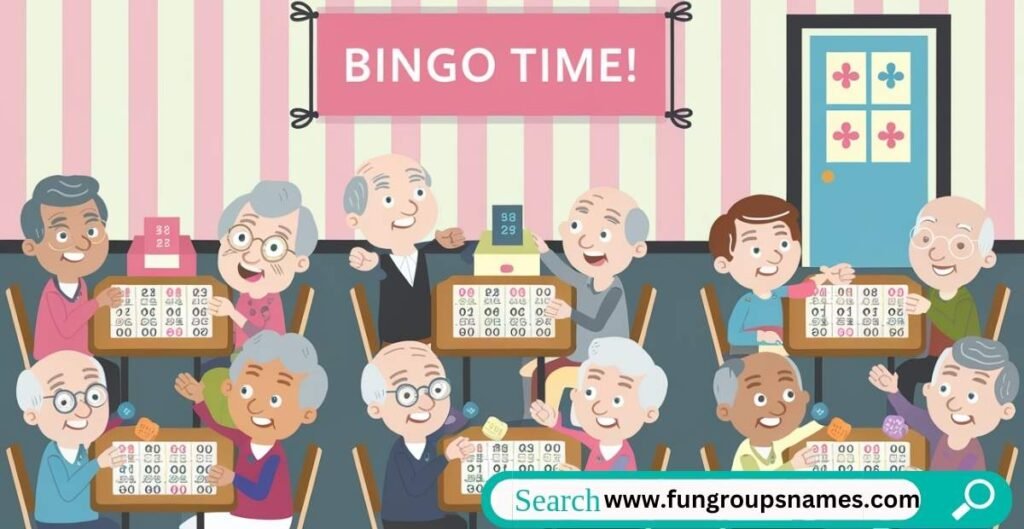 Classic Bingo Group Names list with retro-inspired bingo card design