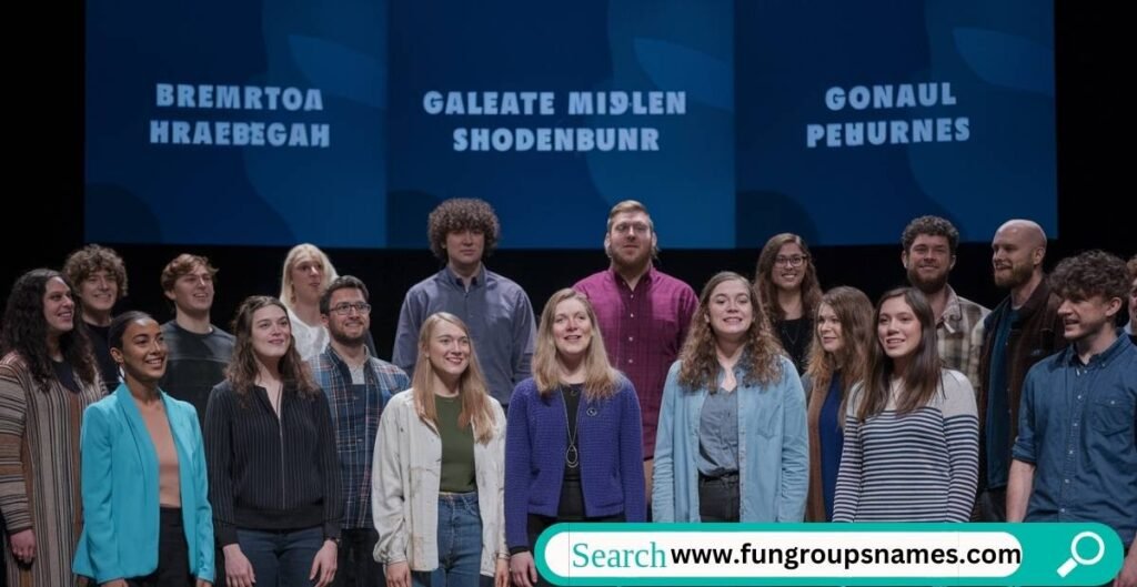 Modern and innovative choir group performing on stage, representing creative and contemporary choir names.