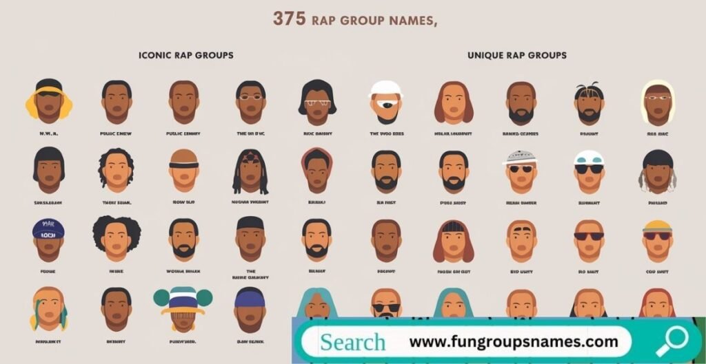 Cool rap group name ideas – A list of 375 unique, iconic, and creative rap group names for hip-hop artists.