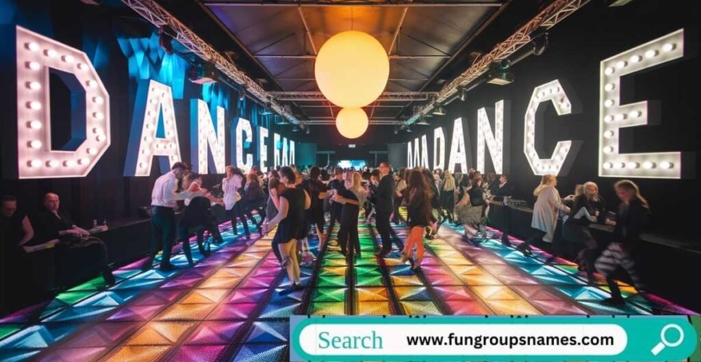 Stylish nightclub with vibrant lights, energetic crowd dancing, and modern decor—perfect for inspiration when choosing fun names for dance clubs.