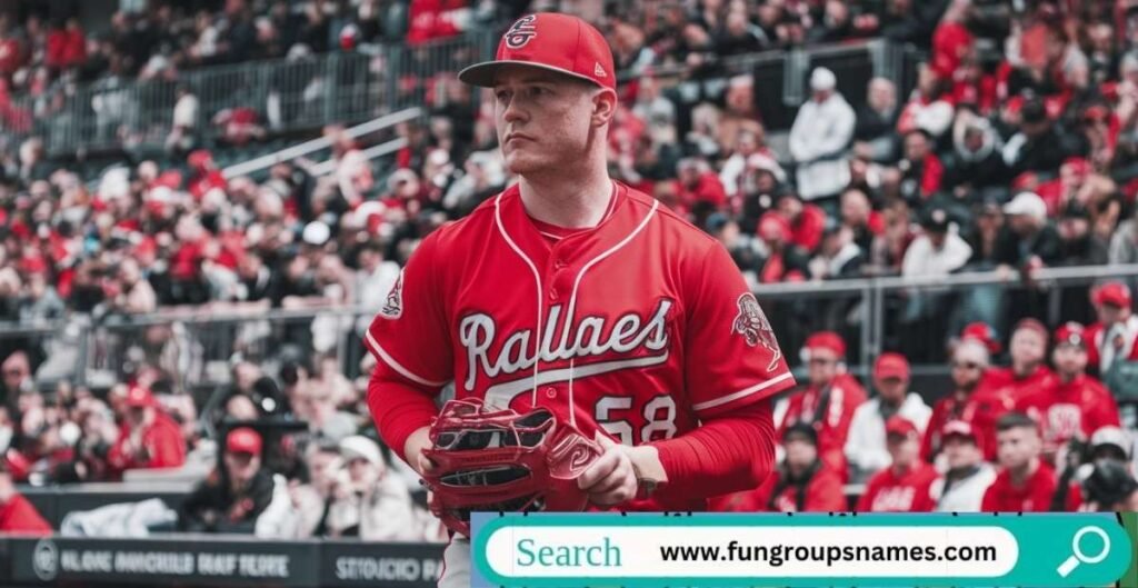 "Vibrant red sports team names graphic featuring dynamic typography and athletic-themed design showcasing team name variety for sports squads"
